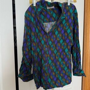 Vintage Louben Geometric Patterned Blouse